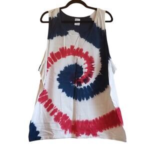 Red White Blue Tie Dye Swirl Tank Top